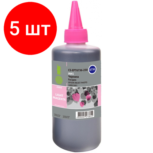 чернила cactus light magenta cs ept6736 1000 Комплект 5 штук, Чернила Cactus CS-EPT6736-250 T6736 светло-пур. 250мл для Epson L800/L1800