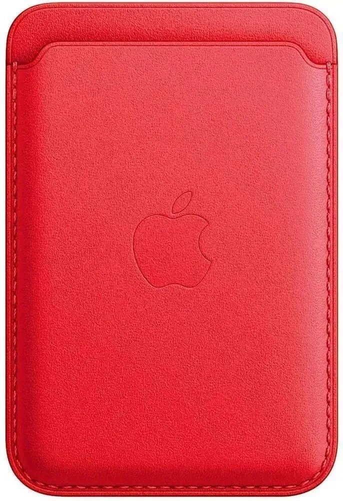 Чехол, картхолдер Apple Leather Wallet MagSafe для iPhone 12, 12 Pro, 12 Pro Max, натуральная кожа, цветная анимация, цвет красный