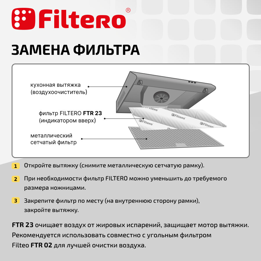 Filtero FTR 23 жиропоглащающие фильтры для кухонных вытяжек, 2 штуки