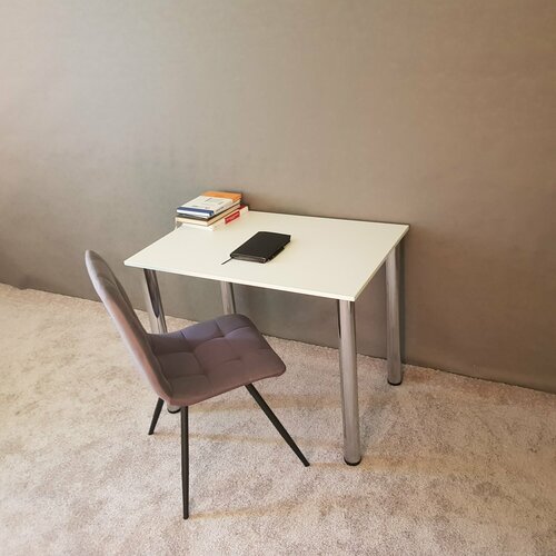 Игровой стол Белый 90*60 см. Хром ножки