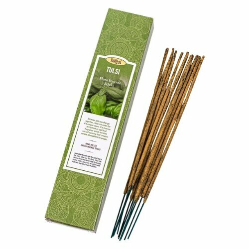 благовоние tulsi synaa 10 шт TULSI Flora Incense Sticks, AASHA, SYNAA (Ароматические палочки тулси, ааша, синая), 10 палочек.