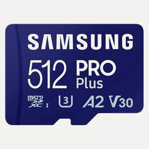 Изображение товара Карта памяти microSDXC UHS-I U3 Samsung Pro PLUS 512 ГБ, 180 МБ/с, Class 10, MB-MD512SA, 1 шт, переходник SD