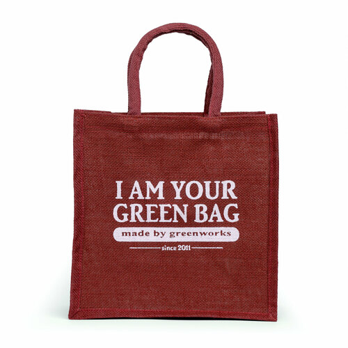 Сумка шоппер Джутовая сумка I am your green bag, сумка шоппер,сумка для покупок, тёмно-красный РВ-2820, красный эко авоська шоппер