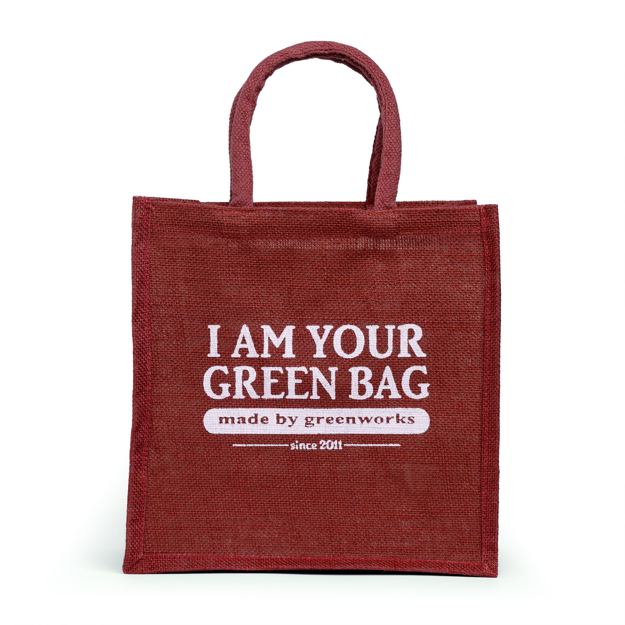 Сумка шоппер  Джутовая сумка "I am your green bag", сумка шоппер,сумка для покупок, тёмно-красный