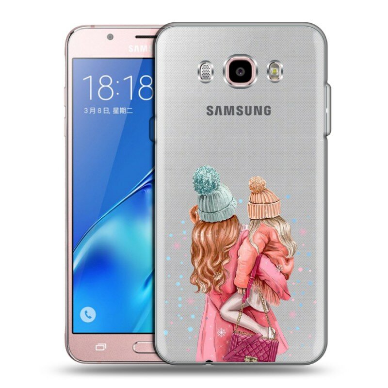 Полупрозрачный дизайнерский силиконовый чехол для Самсунг Галакси Ж5 (2016) / Samsung Galaxy J5 (2016) Мама и дочь