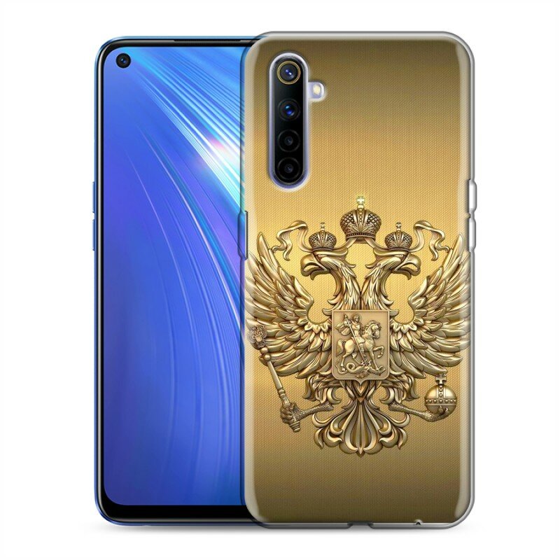 Дизайнерский силиконовый чехол для Realme 6S Флаг и герб России