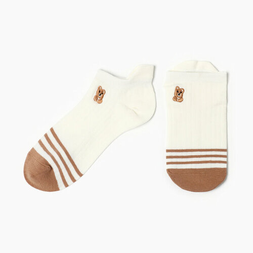 Носки HOBBY LINE, размер 36/40, белый, коричневый носки hikermoss размер 36 40 белый розовый коричневый