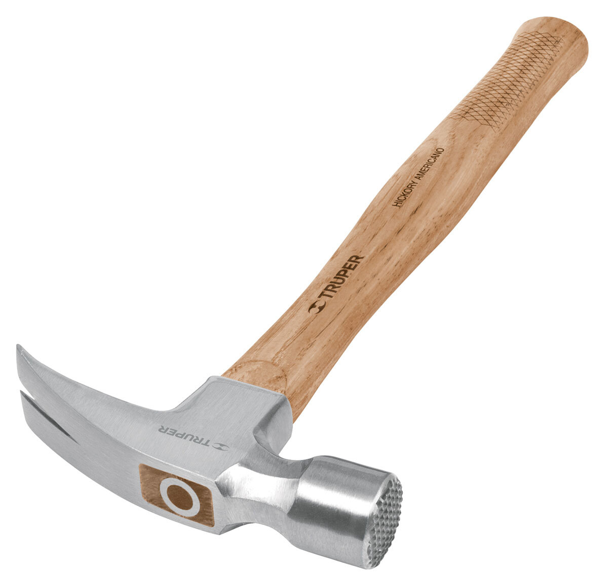 фото Молоток-гвоздодер Truper, с фрезерованным бойком, деревянная ручка, 567 г