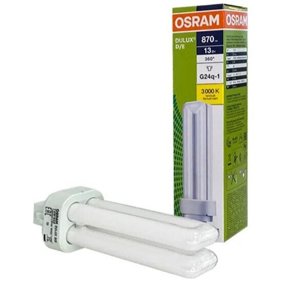 Лампа люминесцентная Ledvance-osram DULUX D/E 13W/31-830 G24q-1 (тёплый белый 3000К) - лампа OSRAM