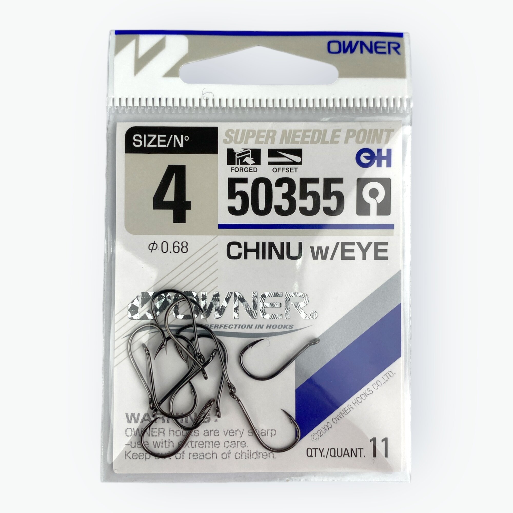 Крючки рыболовные Owner CHINU 50355 №4 - диаметр 0,68 - в наборе 11 шт