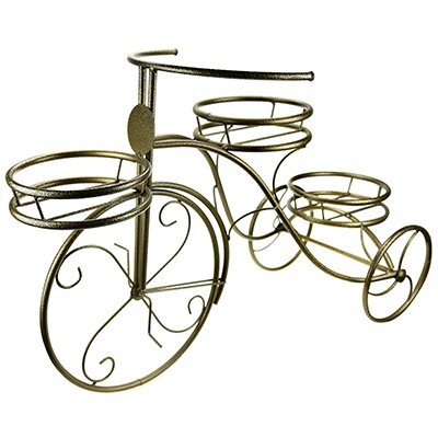 Стойка для цветов Лиана "Велосипед 3", напольная, 49х70х30 см, на 3 горшка 18 см, металл, цвет Бронзовый антик