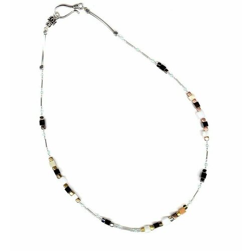 Колье ARMONIA, бисер, стекло, длина 45 см, серебряный, зеленый