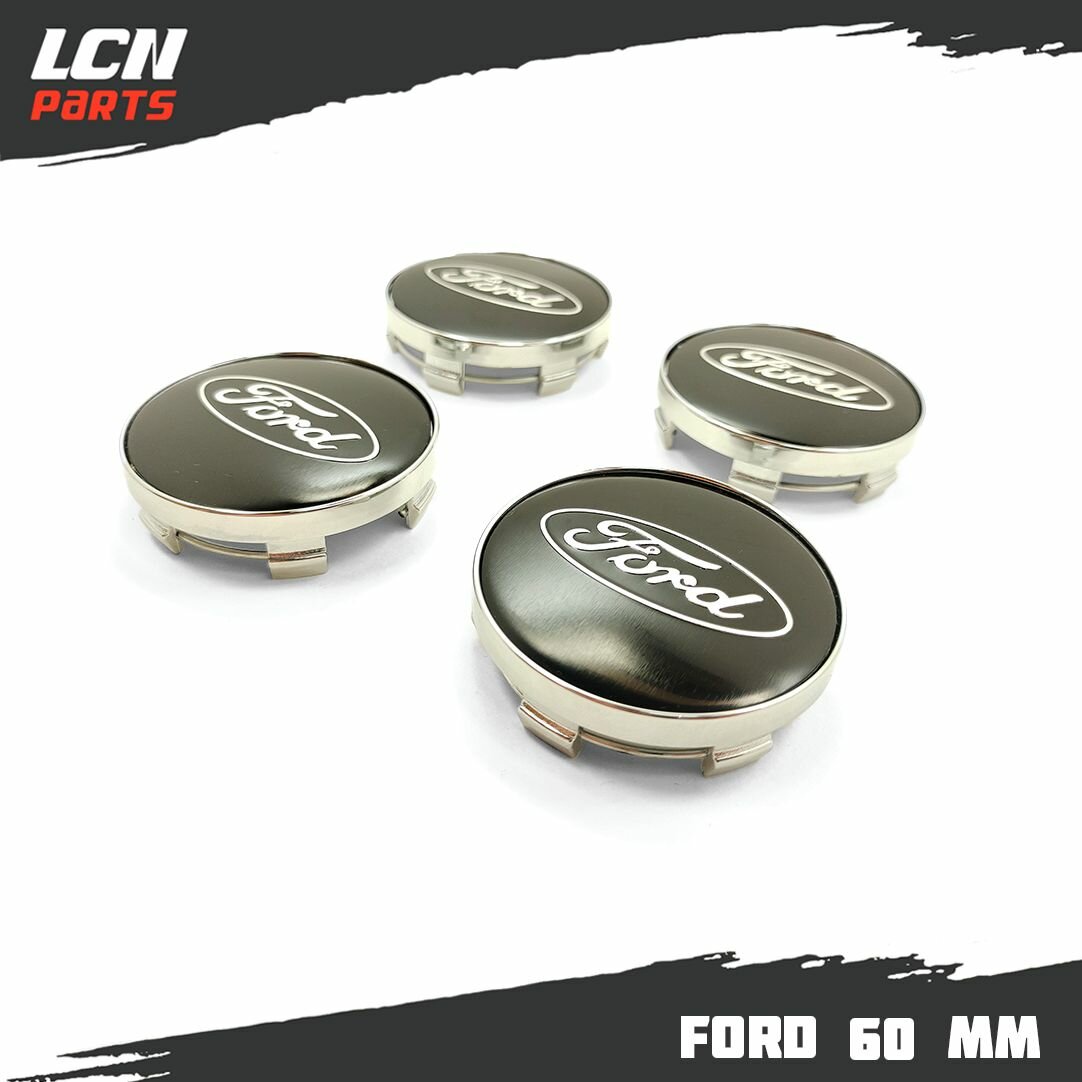 Колпачки заглушки на литые диски Форд 60мм серый (60/56/9) SY-030 T-60
