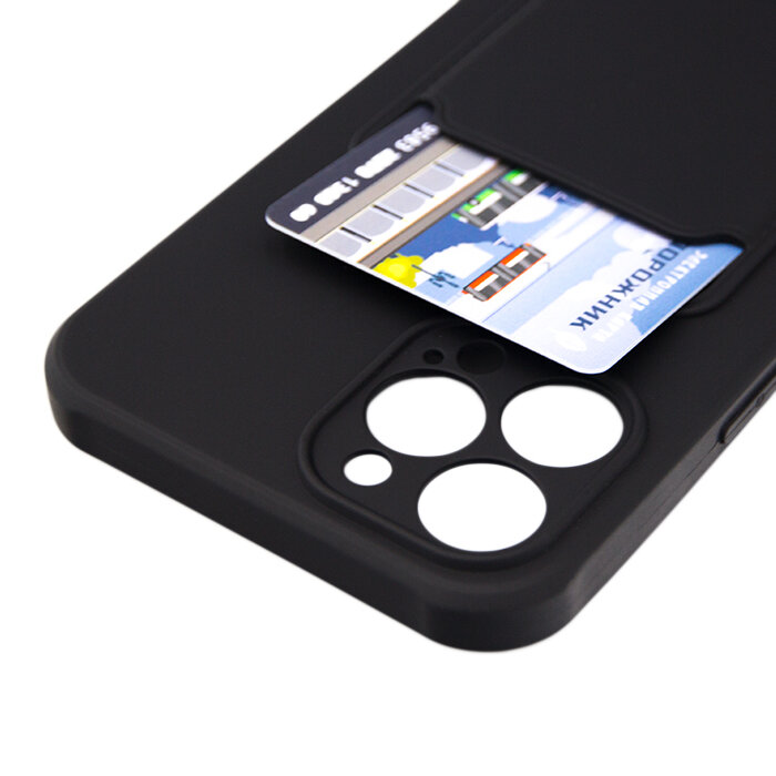 Чехол для iPhone 12 Pro Max с отделением для карт Button Card Case черный