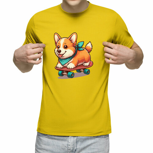 Футболка Us Basic, размер 2XL, желтый мужская футболка собачка корги космонавт m белый