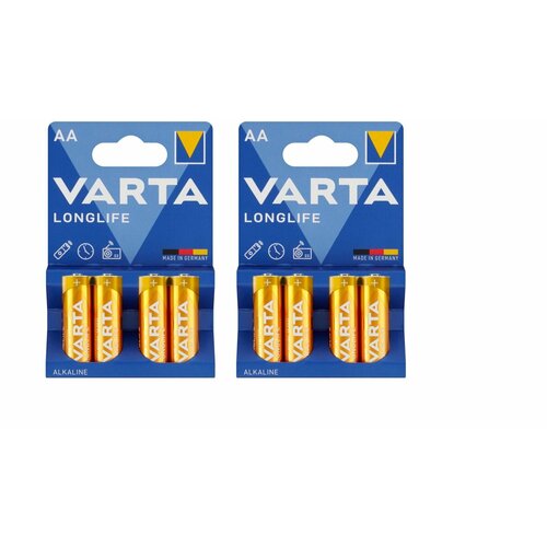 Батарейка Varta AA, 4 шт, 2 уп батарейка varta longlife power aa в упаковке 4 шт