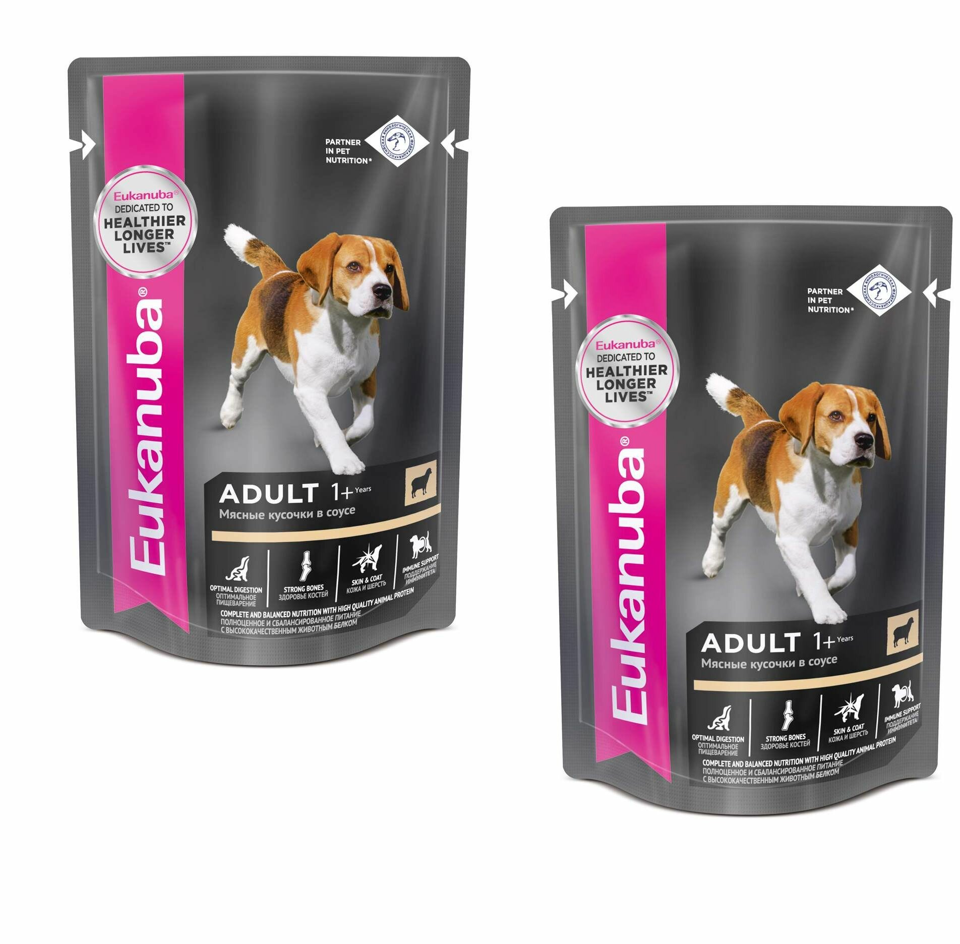 Eukanuba ADULT ALL BREED LAMB пауч влажный корм для взрослых собак всех пород, ягнёнок в соусе, 100 гр, 2 уп