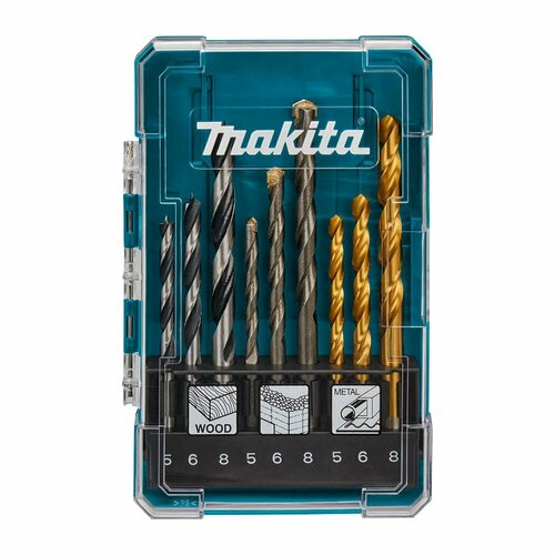 makita набор насадок и сверл 17 шт makita d 74887 Набор сверл Makita 9 шт. (дерево-5,6,8; металл-5,6,8; бетон -5,6,8 мм) акция