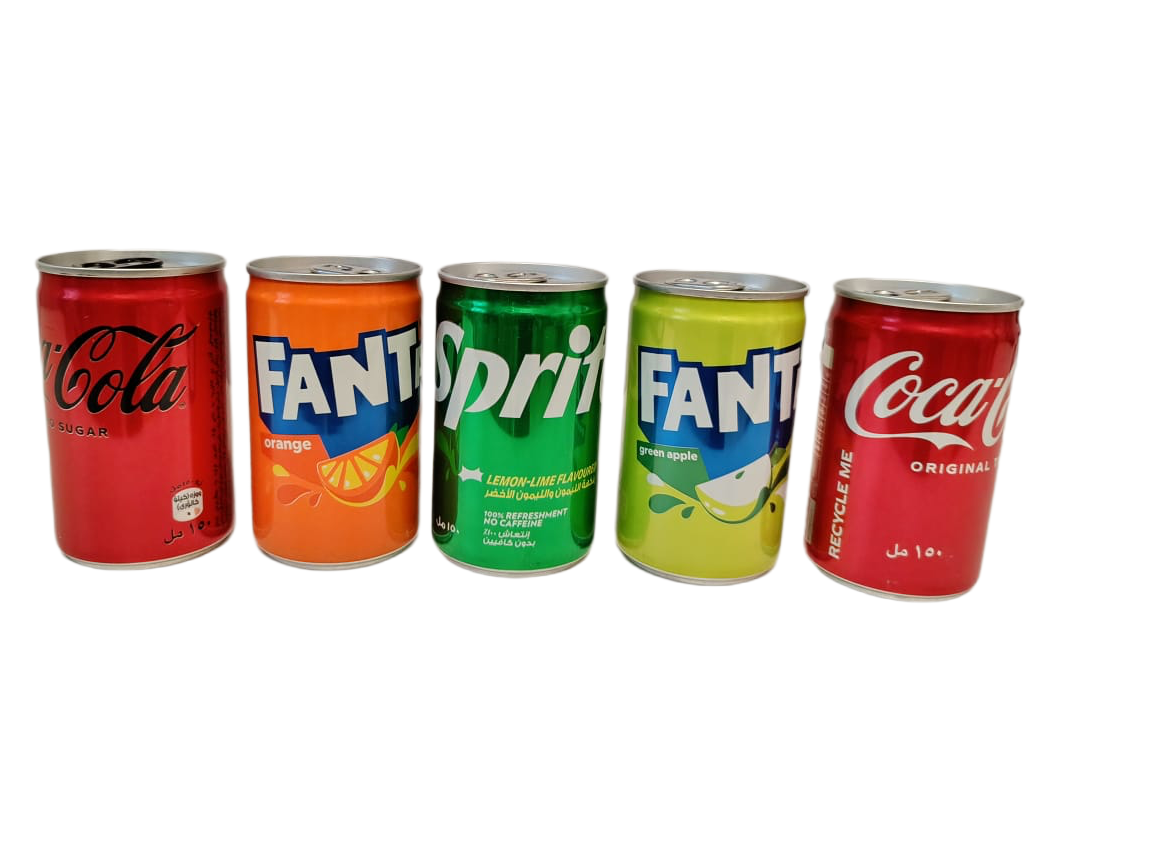 Набор напитков Fanta, Coca-Cola, Coca-Cola Zero, Sprite, (Ирак), ( 5 банок по 150 мл.) - фотография № 1