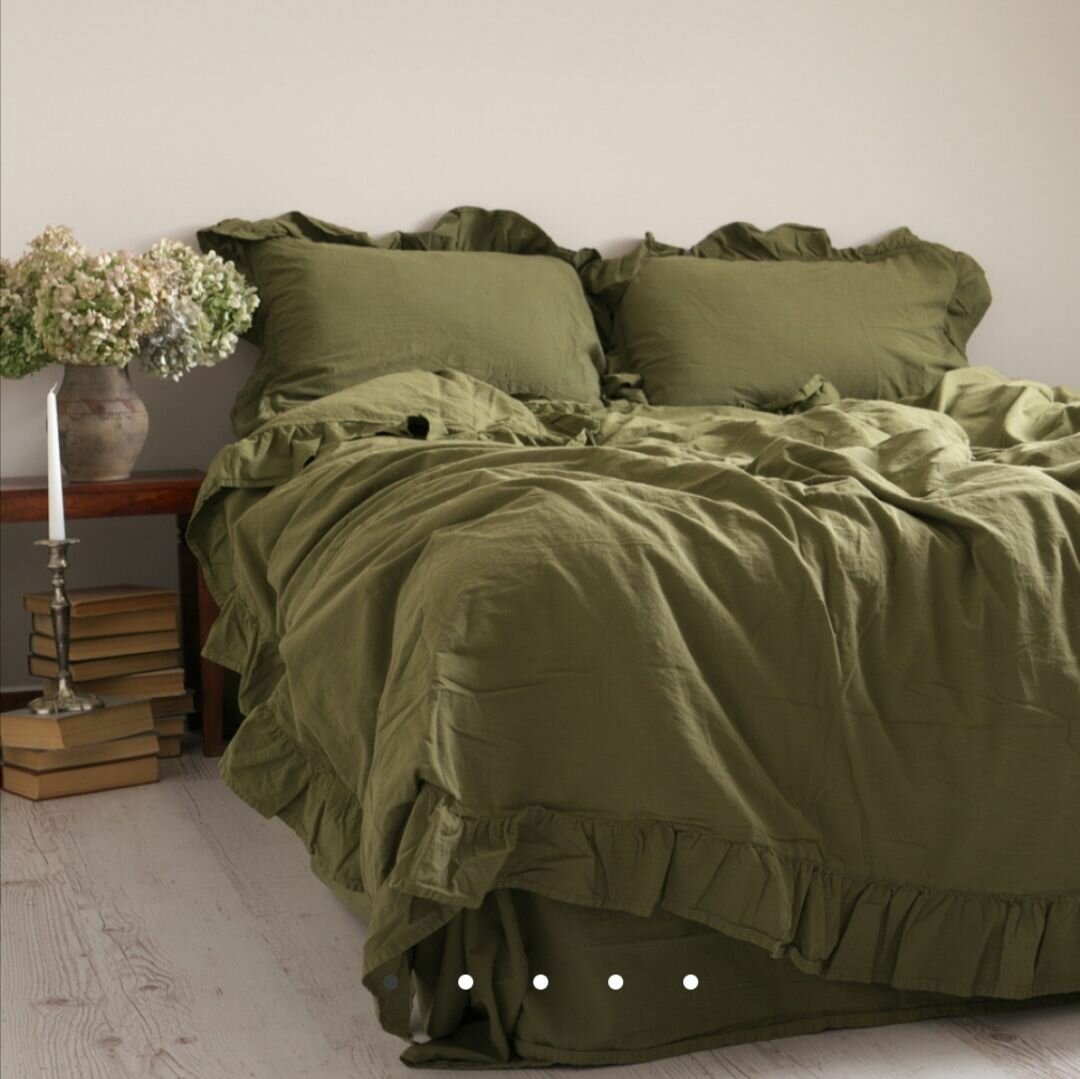 фото Комплект постельного белья евро/ LIMASSO HOME CONCEPT/ Вареный хлопок/ наволочки 50x70/ Классический, с оборками