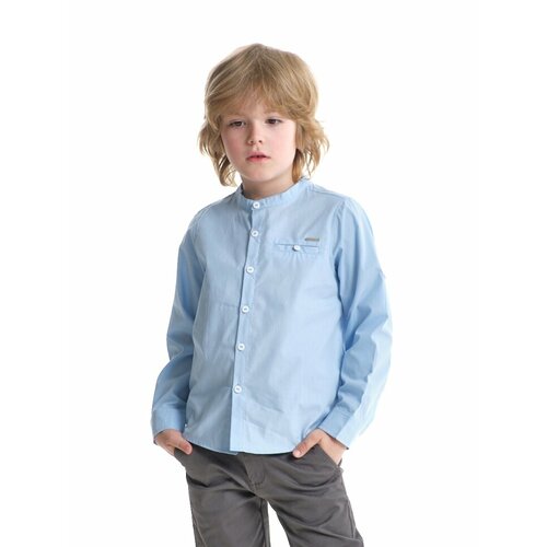 Школьная рубашка Mini Maxi, размер 140, голубой рубашка mini maxi размер 140 красный