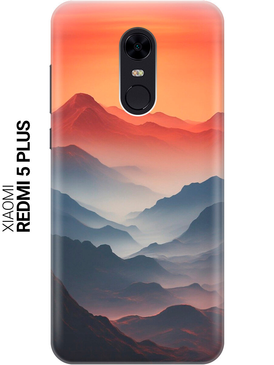 Силиконовый чехол на Xiaomi Redmi 5 Plus с принтом "Луна над горами"