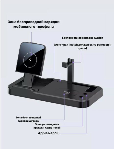 Тестовый образец -Беспроводное зарядное устройство 4 в 1, черное(Картинка)