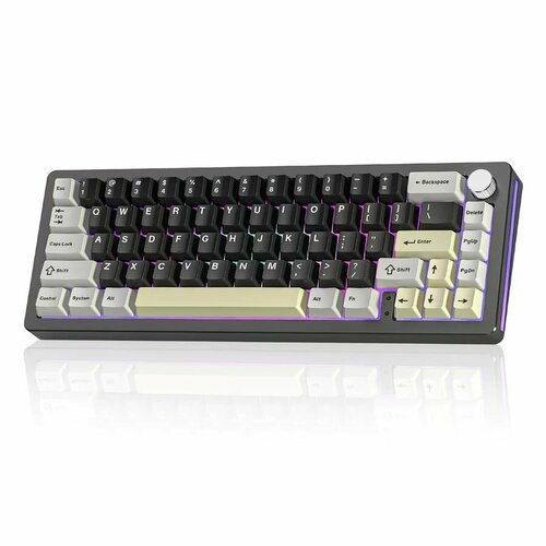 Беспроводная механическая алюминиевая клавиатура YUNZII AL66 YUNZII Milk Linear Switches (английская раскладка), цвет черный