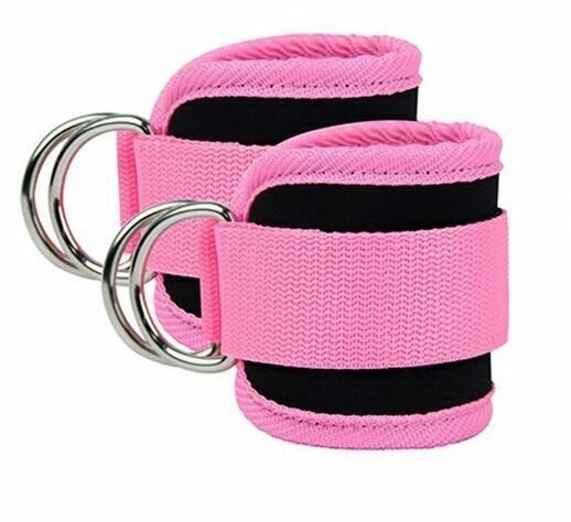 Комплект силовых манжет на ногу , нейлон, 2 шт. Манжета для ног спортивная розовая