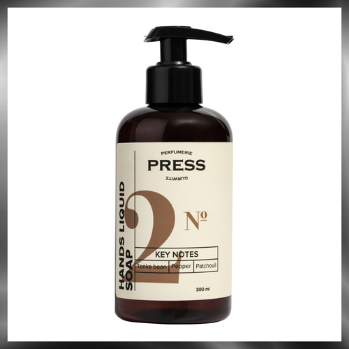 Жидкое мыло для рук PRESS GURWITZ PERFUMERIE №2 парфюмированное, очищающее, увлажняющее, антибактериальное, натуральное, с алоэ вера, авокадо, на подарок