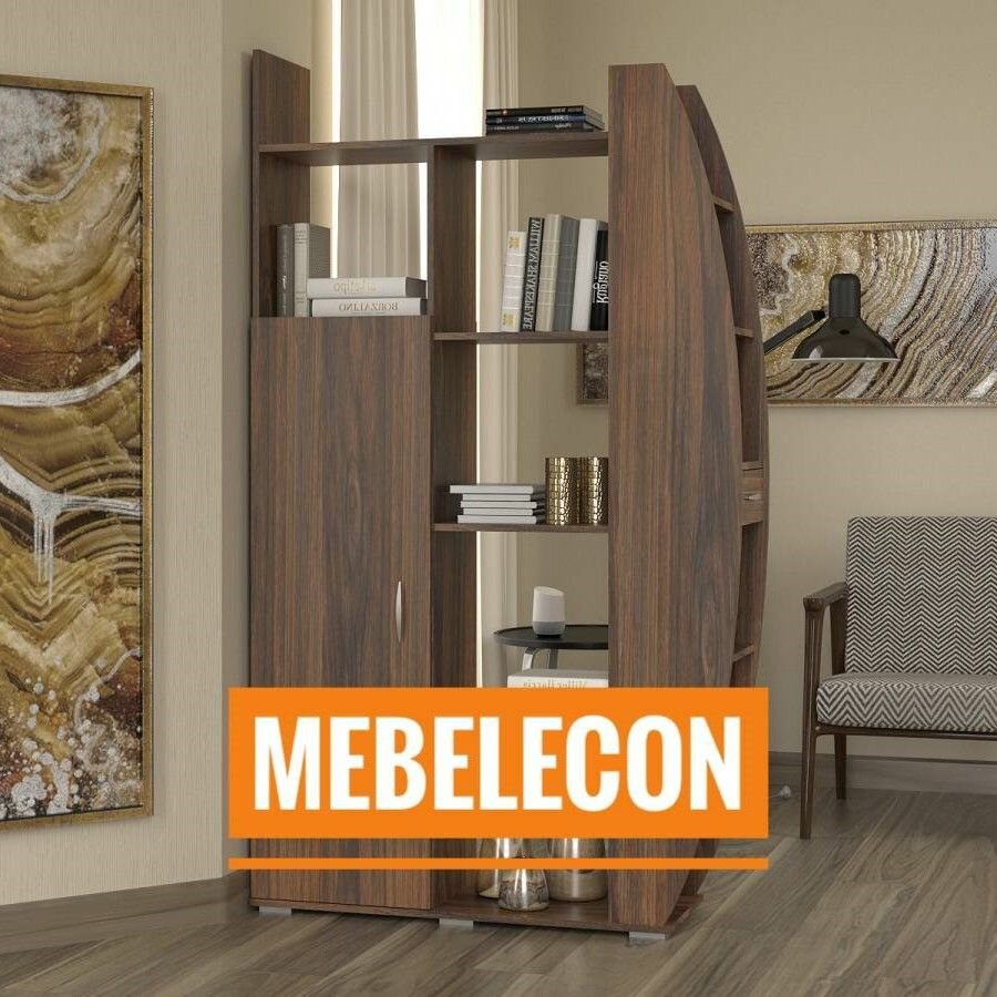 фото Стеллаж-перегородка Парус Пеликан, орех, 116х35.6х202.6 см