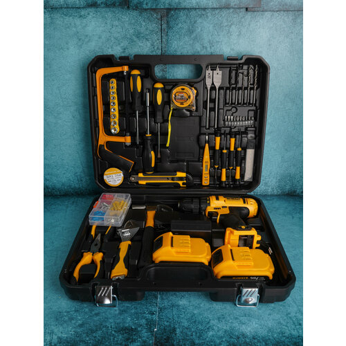 Дрель шуруповерт с набором инструментов От аккумулятора 21 В 42 Нм 7500₽