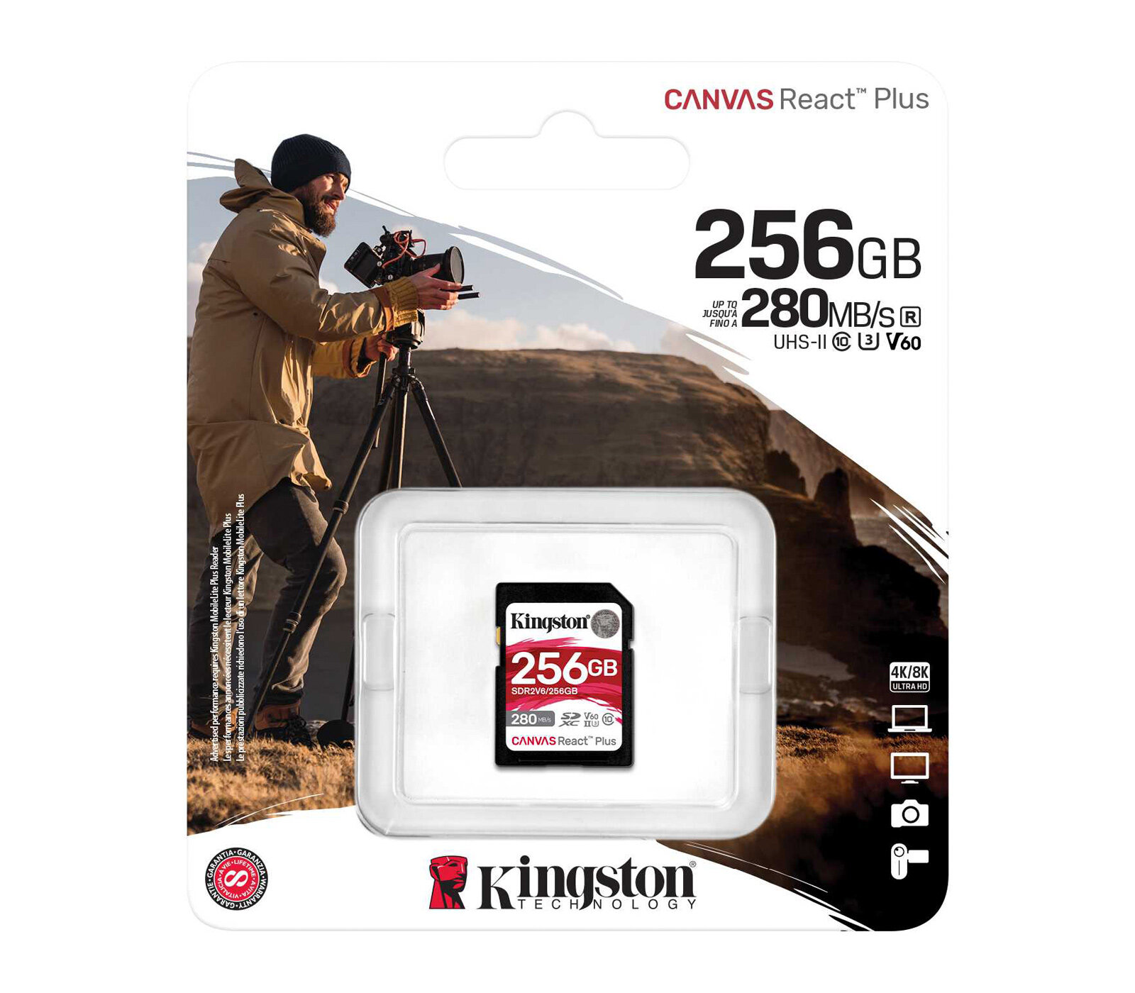 Карта памяти Kingston SDXC 256GB Canvas React Plus UHS-II V60 150/280Mb/s — фото 1