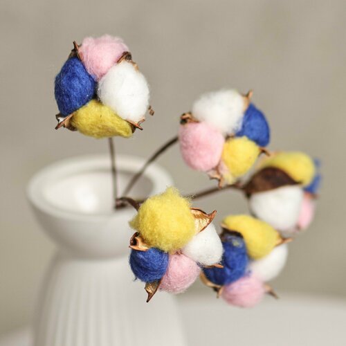 Декор сухоцвет Хлопок d-5 см 30 см микс набор 5 шт 823₽