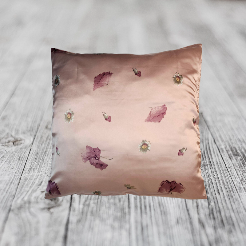 GOLDTEX hometextile/ Наволочка Искусственный шёлк 70*70 см-1шт 1324-Маки на молнии