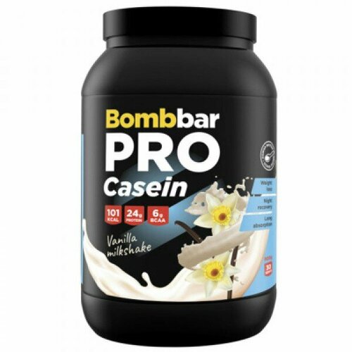 Pro CASEIN 900 gr BB, ванильный милкшейк протеин bombbar pro casein 900 гр клубничный милкшейк
