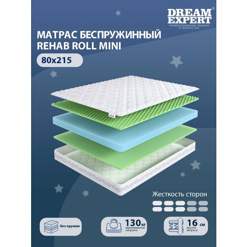 Матрас DreamExpert Rehab Roll mini средней жесткости, односпальный, беспружинный, на кровать 80x215