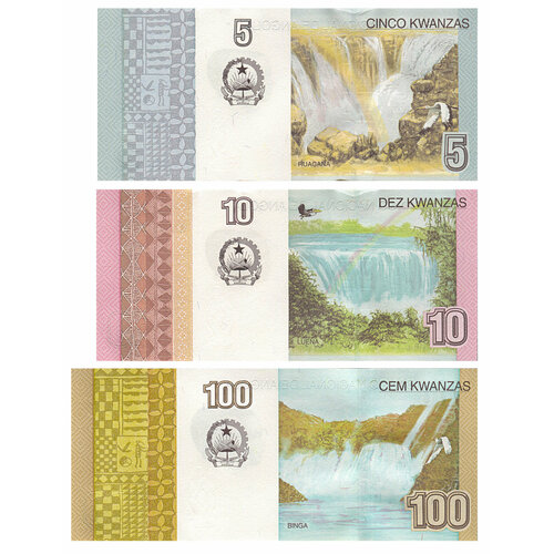Набор банкнот Ангола 5, 10, 100 кванза 2012
