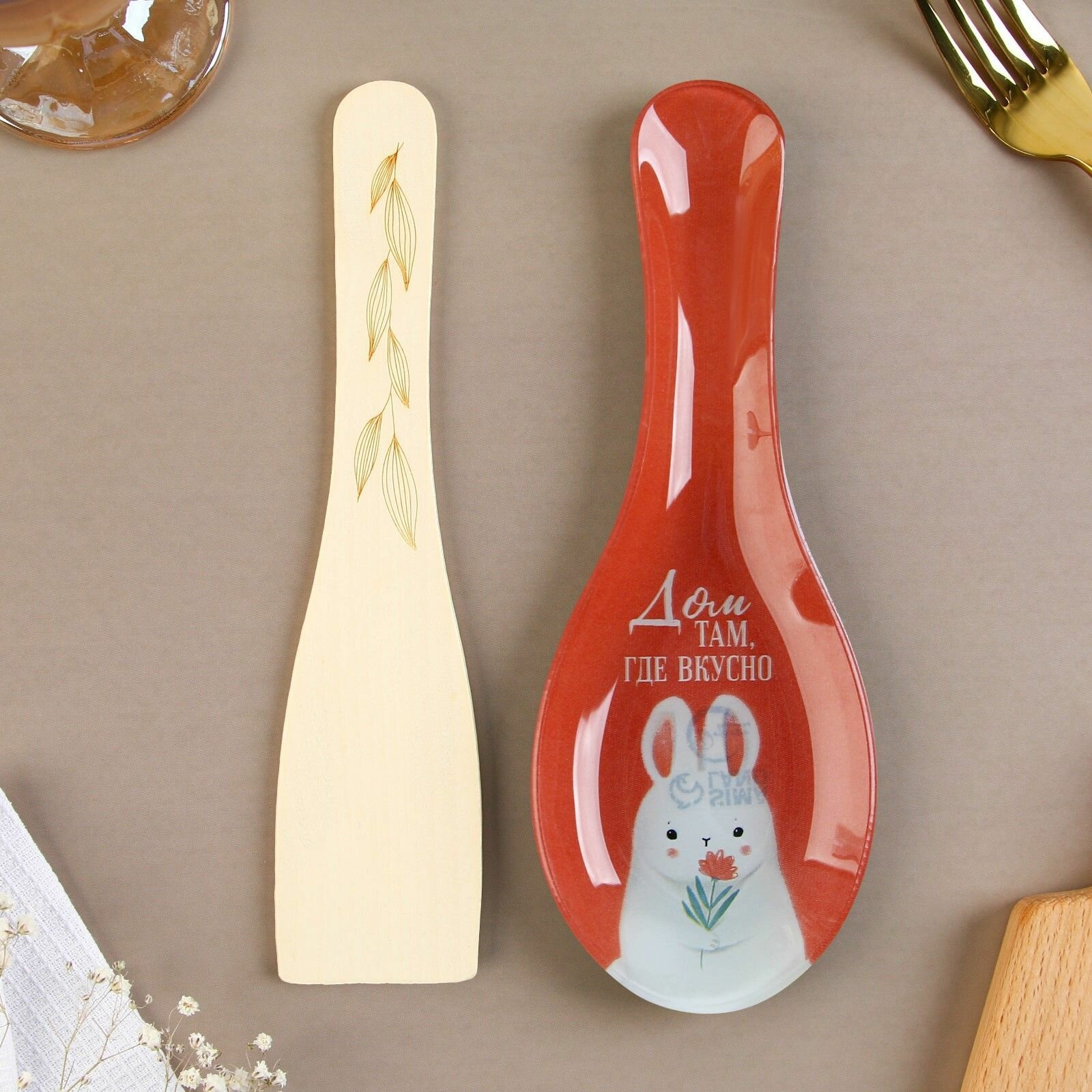 Набор Дом подставка под ложку лопатка подарок на новый год для кухни