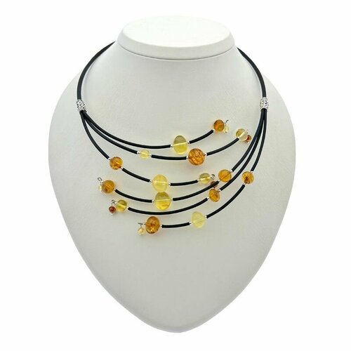 Колье Янтарная Радуга, длина 45 см, разноцветный