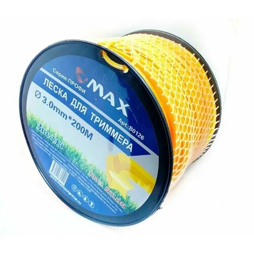 Леска для триммера MAXTOOL звезда 30мм х 200м катушка для бензо и электро триммеров Леска позволяет косить сочную и сухую жесткую газонную траву 2909₽