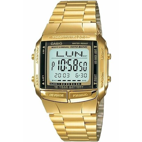 casio men s data bank water resistant digital watch db 360g 9a 38 mm gold Наручные часы CASIO, серый, золотой