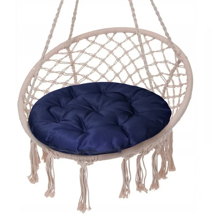 Подушка круглая на кресло непромокаемая D60 см цвет тёмно-синий грета 20% полиэстер 80%