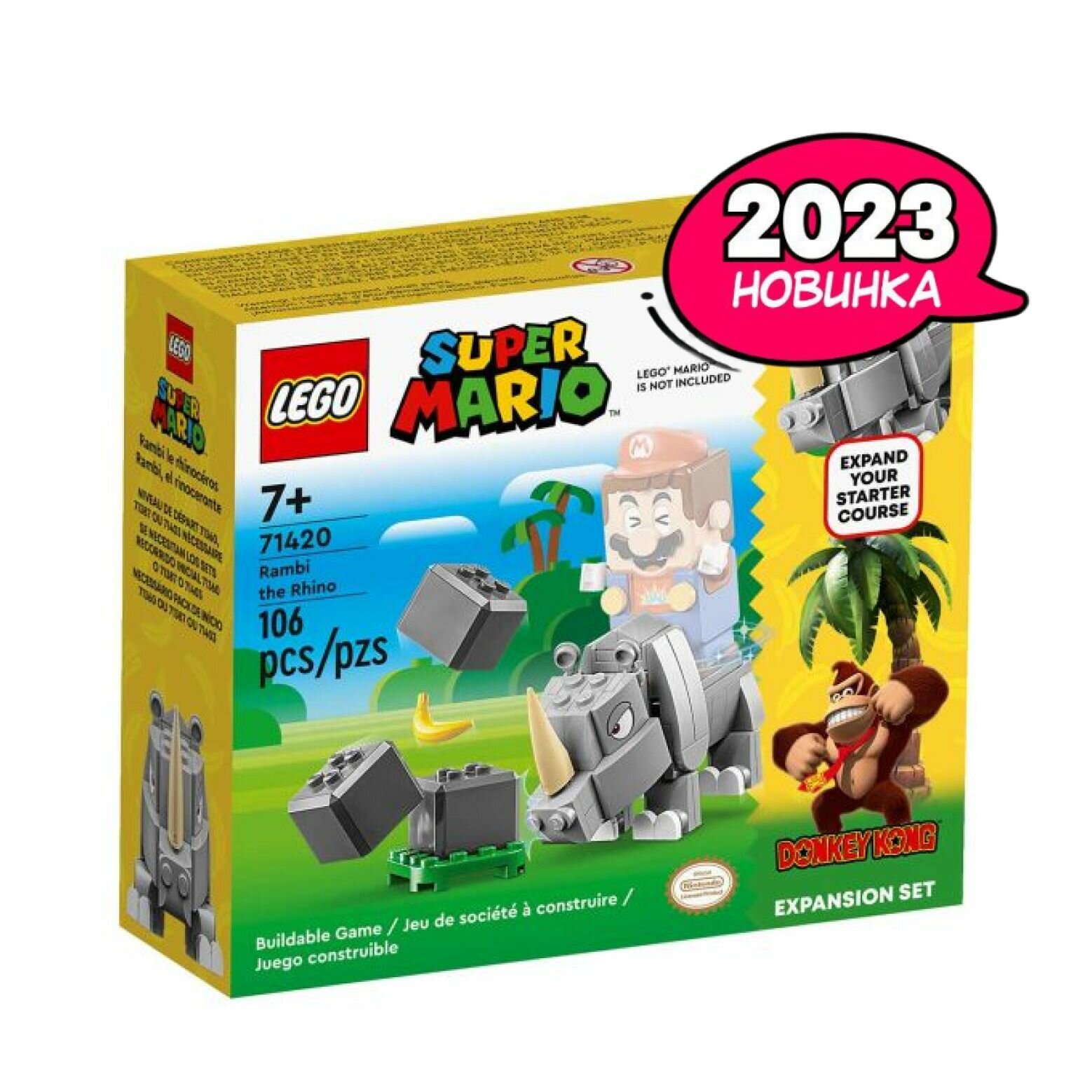 Конструктор LEGO Super Mario Дополнительный набор Носорог Рэмби, 106 деталей, 7+, 71420