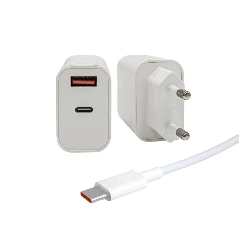 фото Сетевое зарядное устройство для Xiaomi с USB входом 35W в комплекте с кабелем Type-C USB 6A