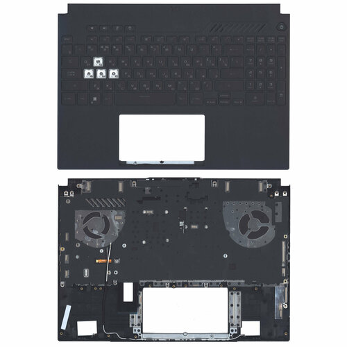 Клавиатура (топ-панель) для ноутбука Asus TUF Gaming F15 FX507 черная с черным топкейсом
