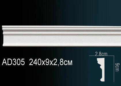 Изображение товара Молдинг настенный 28x90 мм декоративный полиуретановый под покраску Perfect AD 305-1 шт