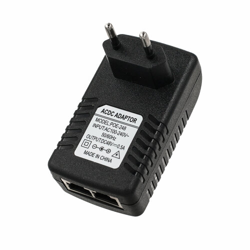 Блок питания / Инжектор питания PoE 24W 48V RJ-45 0.5A для IP-камер видеонаблюдения / телефонов VoIP / систем безопасности и сигнализации / точки доступа беспроводных сетей