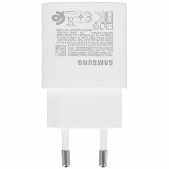 Сетевое зарядное устройство Samsung EP-TA800, без кабеля, Power Delivery 25 Вт, белый — фото 1