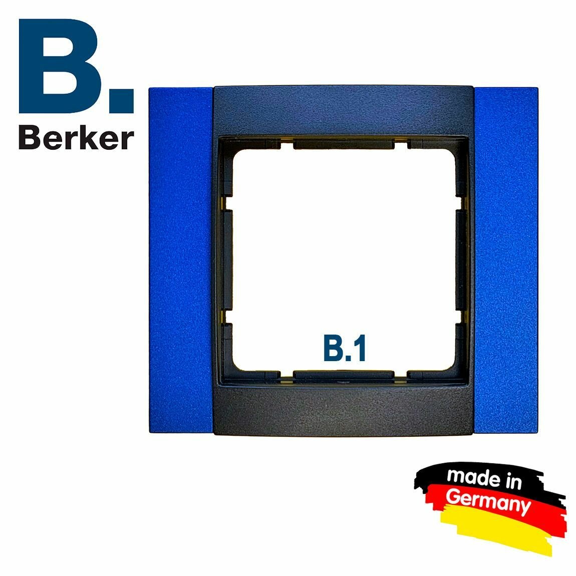 Рамка 1-местная, цвет: антрацит/синий, Berker B.1, 10111605